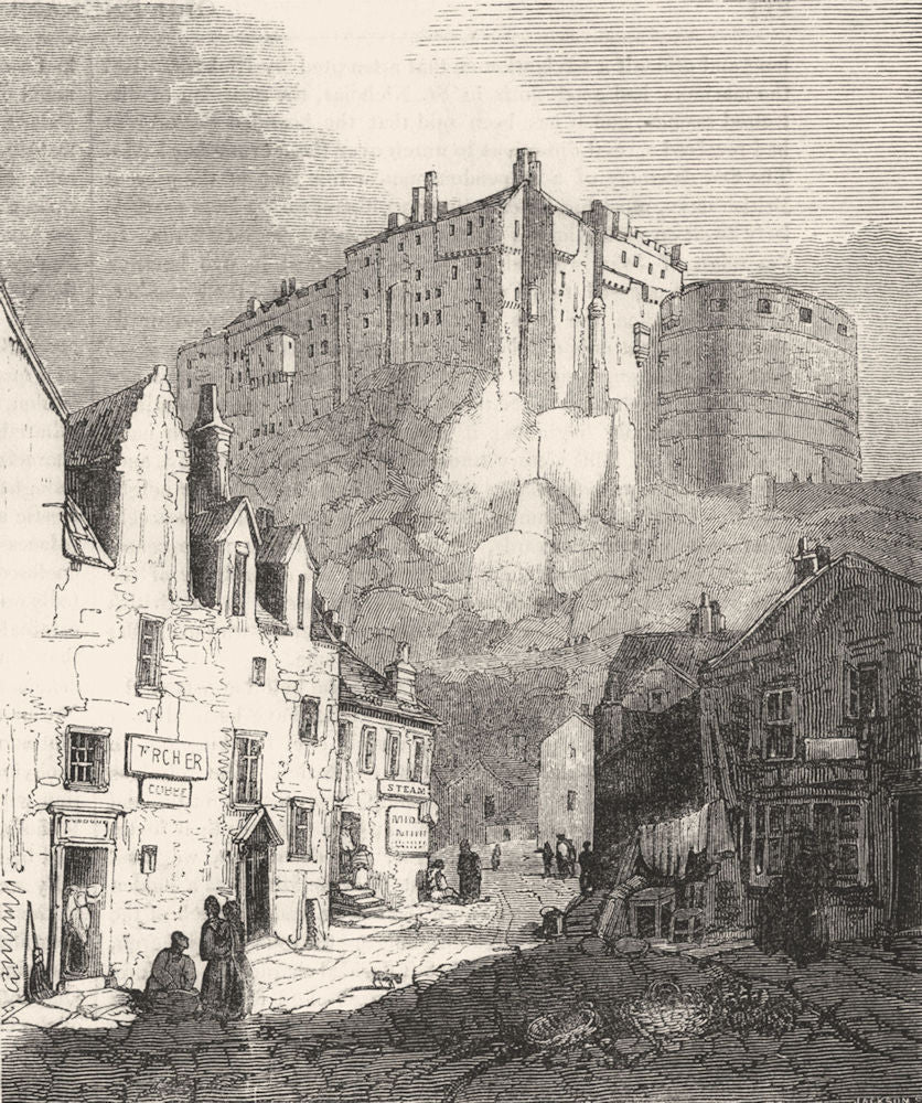 SCOTLAND. Edinburgh Castle 1845 old antique vintage print picture